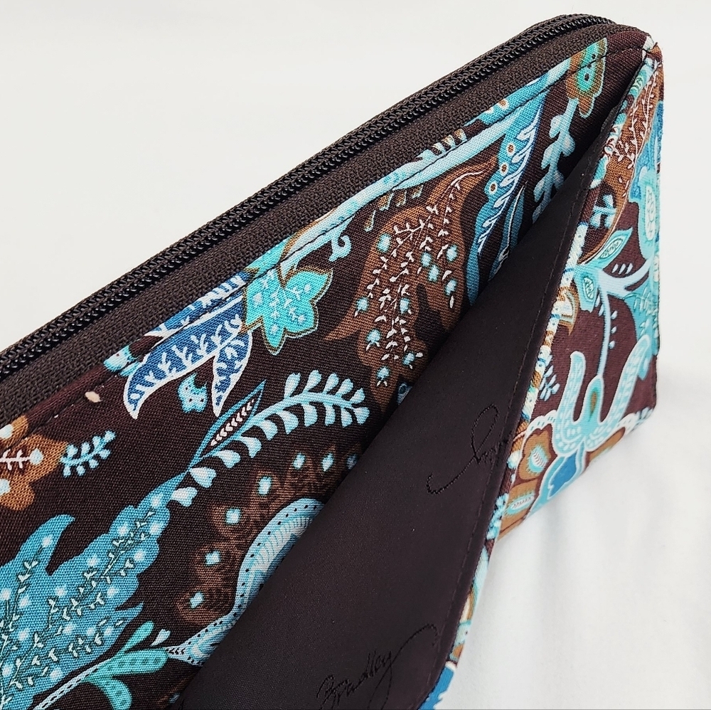 Vera Bradley Women's Brown and Blue Paisley Wallet - Picture 7 of 11